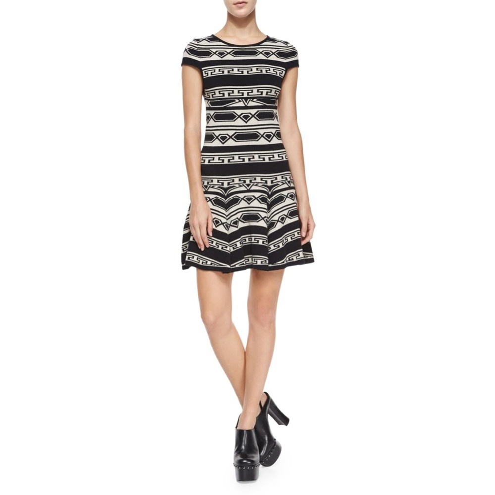 Alice + Olivia Black and White Patterned Dress